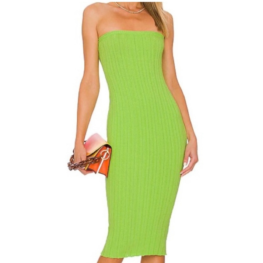 REVOLVE BAHA KNIT Tube Dress Midi/Maxi skirt Lime Green size L NWT SNDYS